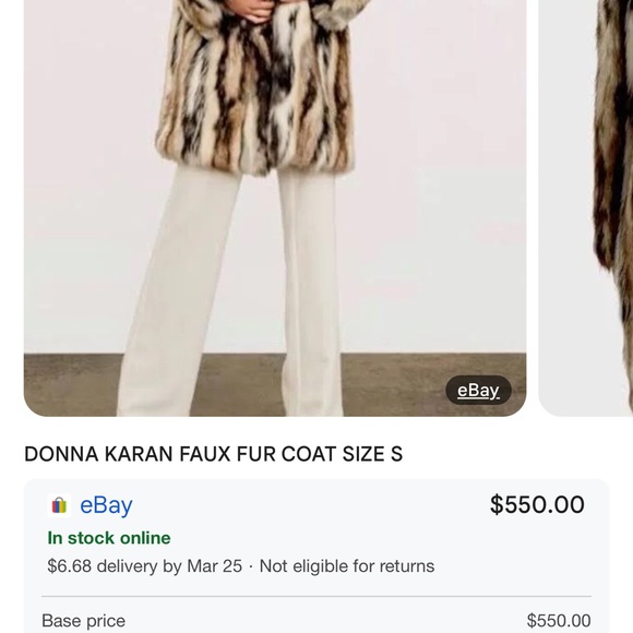 Faux Fur Coat Donna Karan - Picture 6 of 9